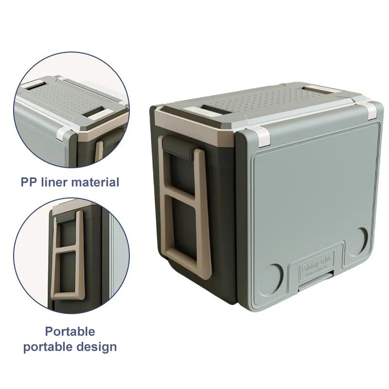 Camping Barbecue Portable Outdoor Refrigerator with Tables and Chairs Cooler Box Plastic Beer Fruit Ice High-quality 32l Green