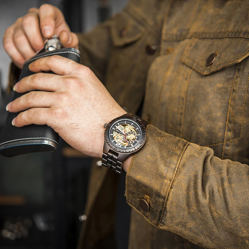 DODO DEER Hot Selling wooden watches uae Embossing Logo Stainless Steel  For man and woman