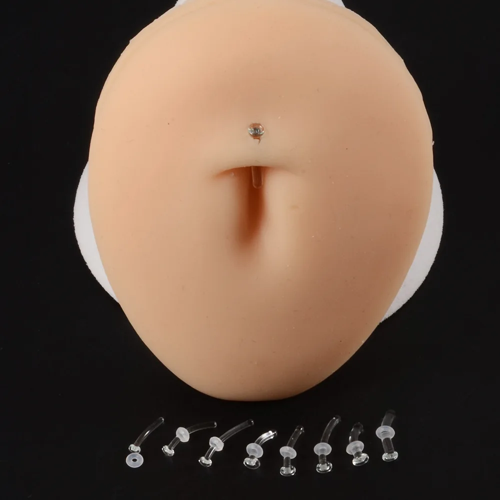 14G 16G 18G Clear Flexible Bioplast Retainer Navel Belly Ring Eyebrow Tongue Nipple Barbell Nose Lip Labret Stud