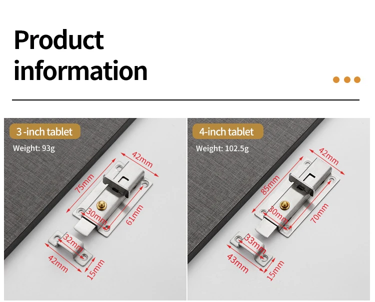 Push Button Spring Loaded Latch Sliding Lock Barrel Bolt Stainless Steel Door Latch