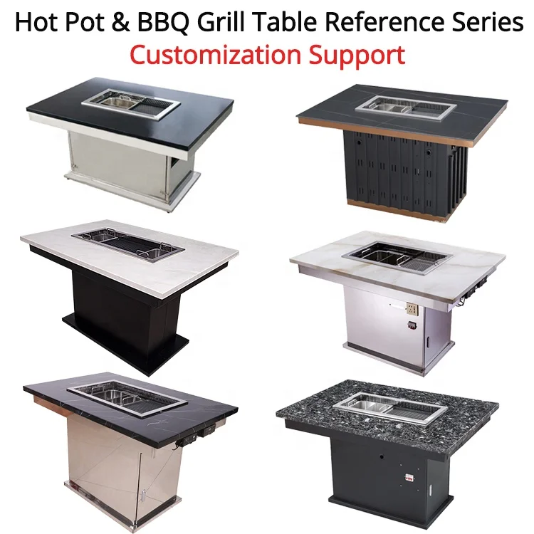 Китайский Мраморный цветной бездымный обеденный горячий горшок, коммерческий стол для продажи