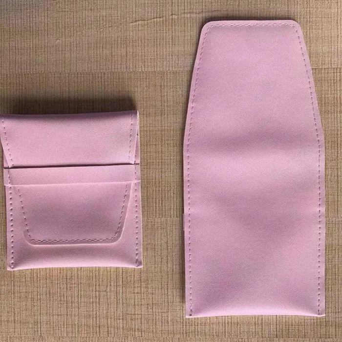 pink leather white fauxleather pouches leather faux velvet bag jewelry pouch jewelry bag vegan leather
