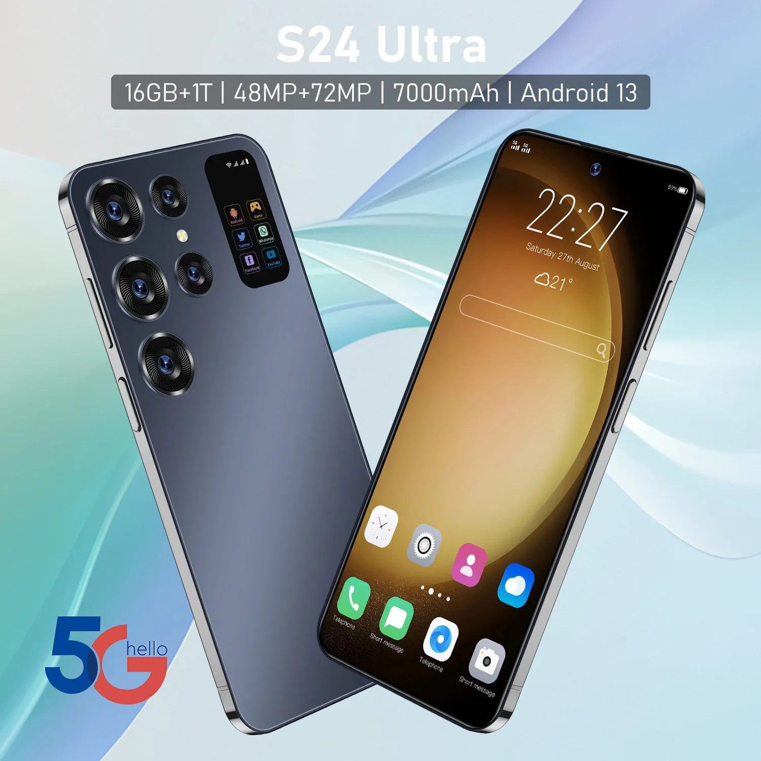 Promotion S24 Ultra 5G Upgrade 5 cameras Mobile Phone 16GB+1TB Large Memory Smart Phone Cellphone