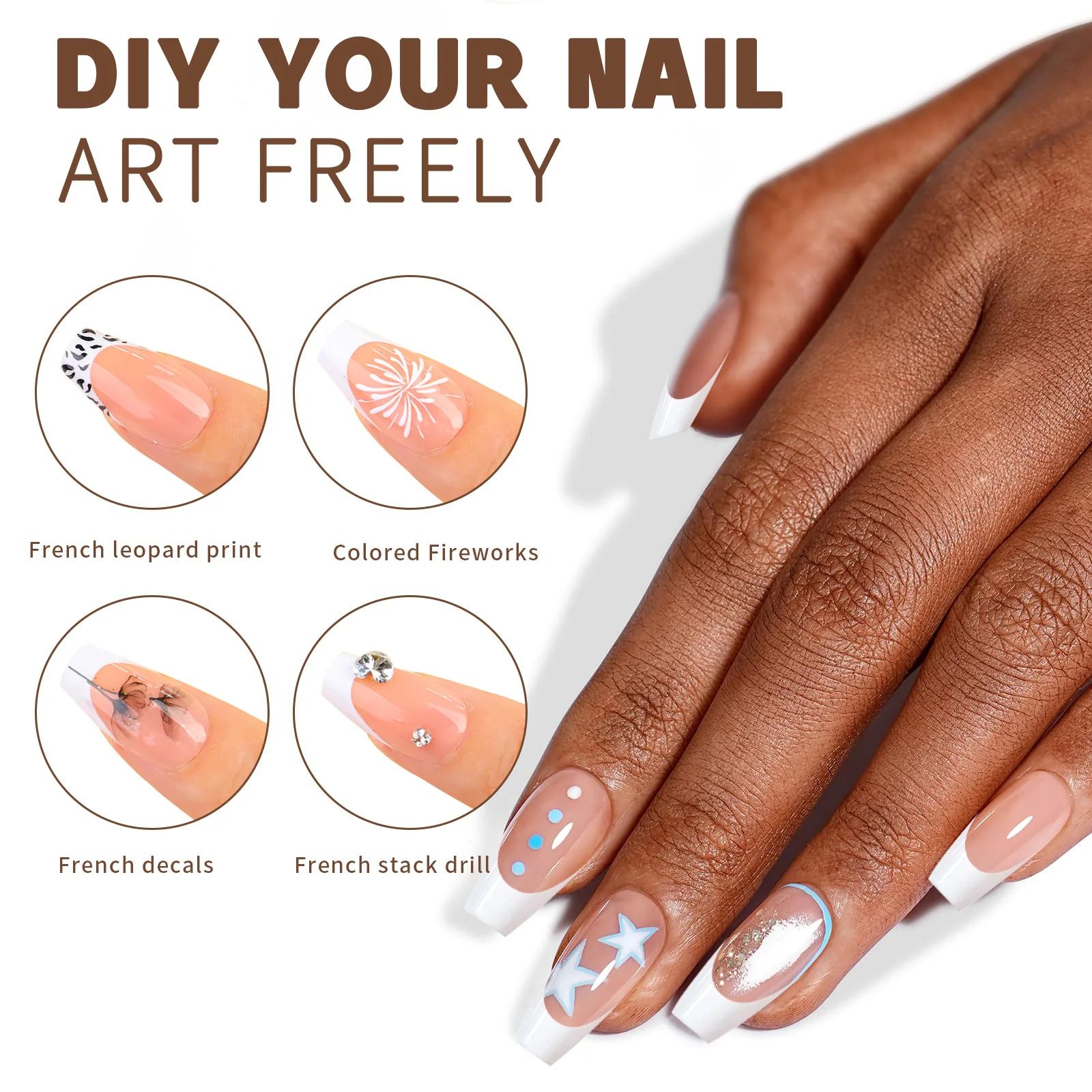 New 2024 short square nail extension tips pre made full cover nude french tip coffin press on nails almond soft gel nail tips