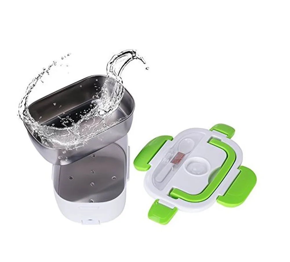 Electric Lunch Box 304 Stainless Steel Inner Pot Lunch Box Set Portable Heated Food Warmer Box 12V/24V/220V for Office/Car/Truck