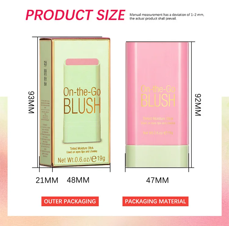 OEM Private Brand Cream Blush Vegan Herbal Essence Blush Stick Vegan Blush Can be used as eyeshadow and blush for the face