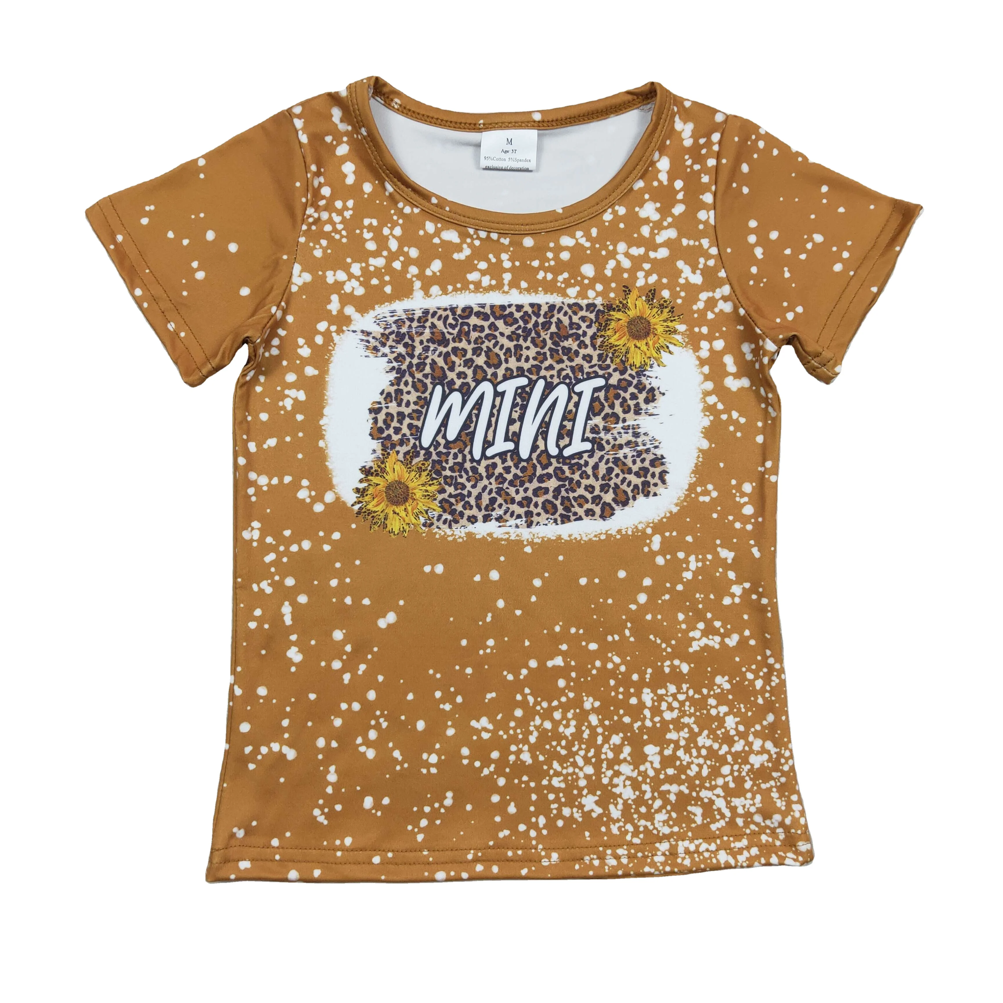 Fashionable Sunflower Print Mini Short Sleeve Tops Mommy & Me Western Wholesale Kids Toddlers Clothes Girls Shirts