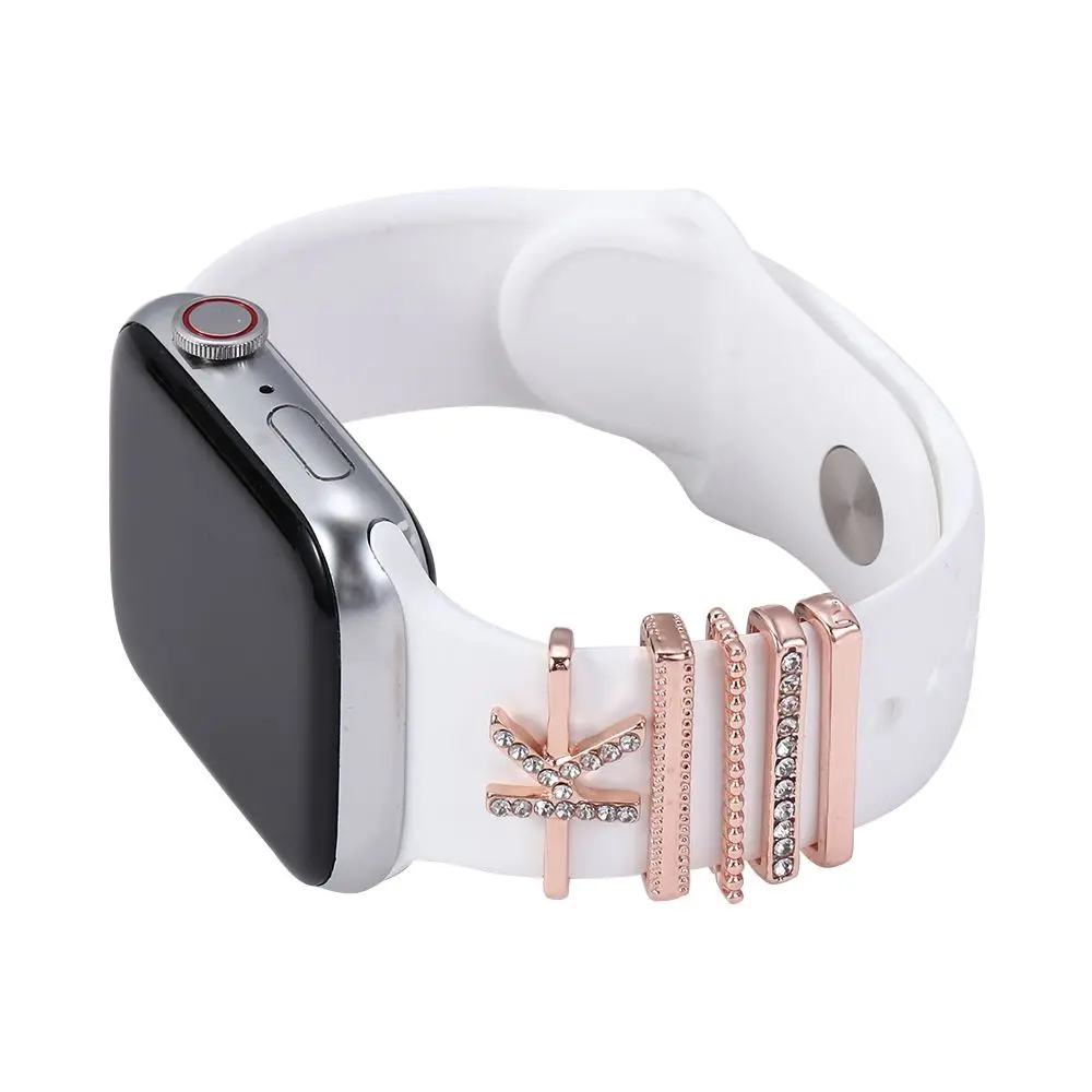 5 шт. металлические декоративные подвески для браслета Apple Watch силиконовый ремешок умных часов аксессуары Алмазное украшение iwatch