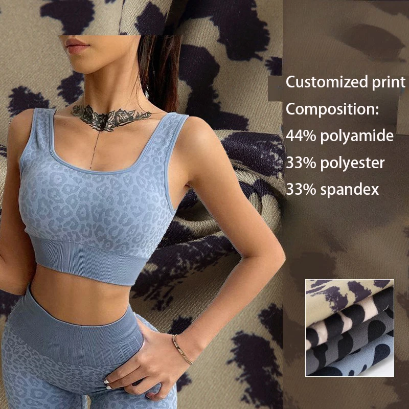 Sample customization polyamide  blended sandwich duplex printing high elastic yoga clothes fabric sports yoga pants fabric