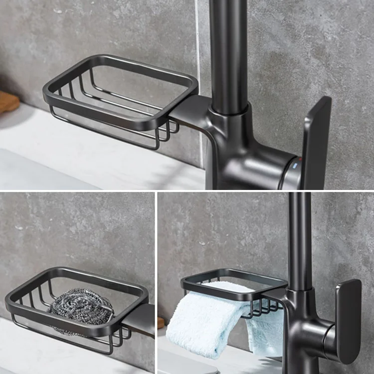 Kidolux Brushed Gold Hot Sales Soap Basket Pull Down Kitchen Faucet Pull Out Kitchen Taps Sink Faucet Hot And Cold Water Taps