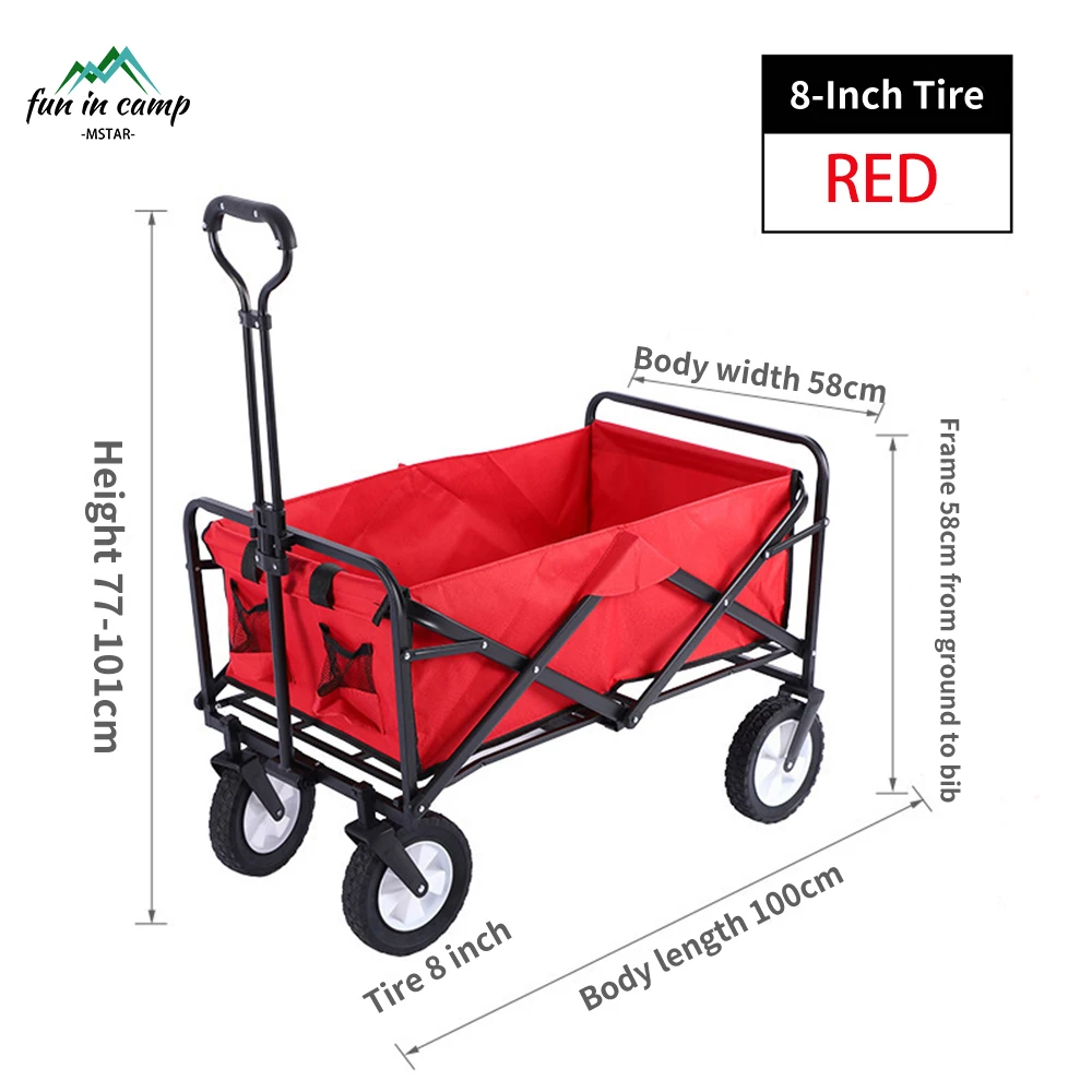 Foldable Picnic Camping Wagon Camping Cart Trail Collapsible Folding Beach Utility Cart Trolley Wagon