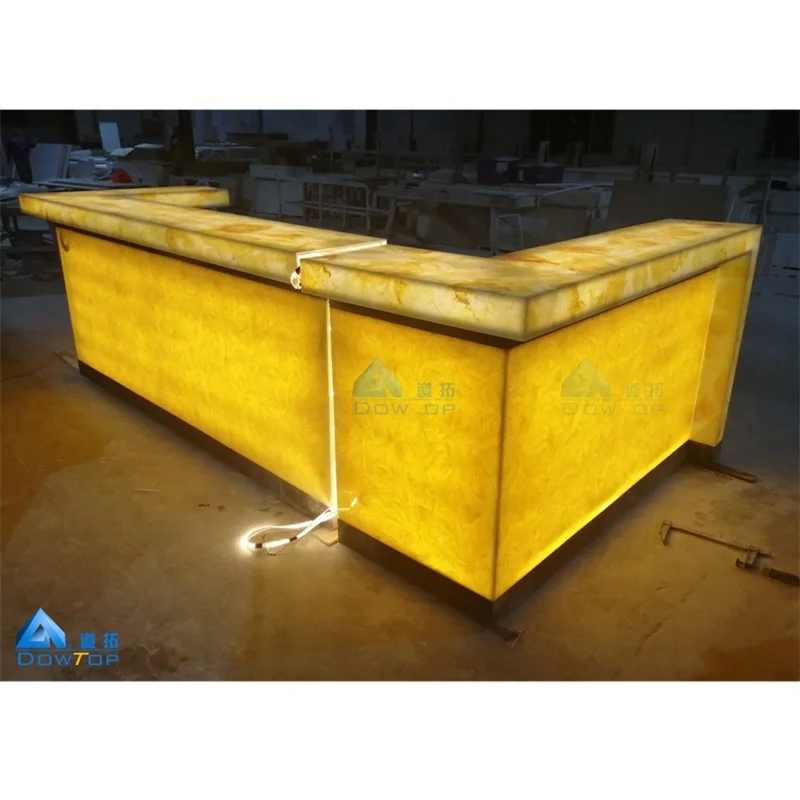 Современный стиль U-образный мраморный камень Кофейня светодиодная кафе коммерческий Ресторан Бар стойка для продажи