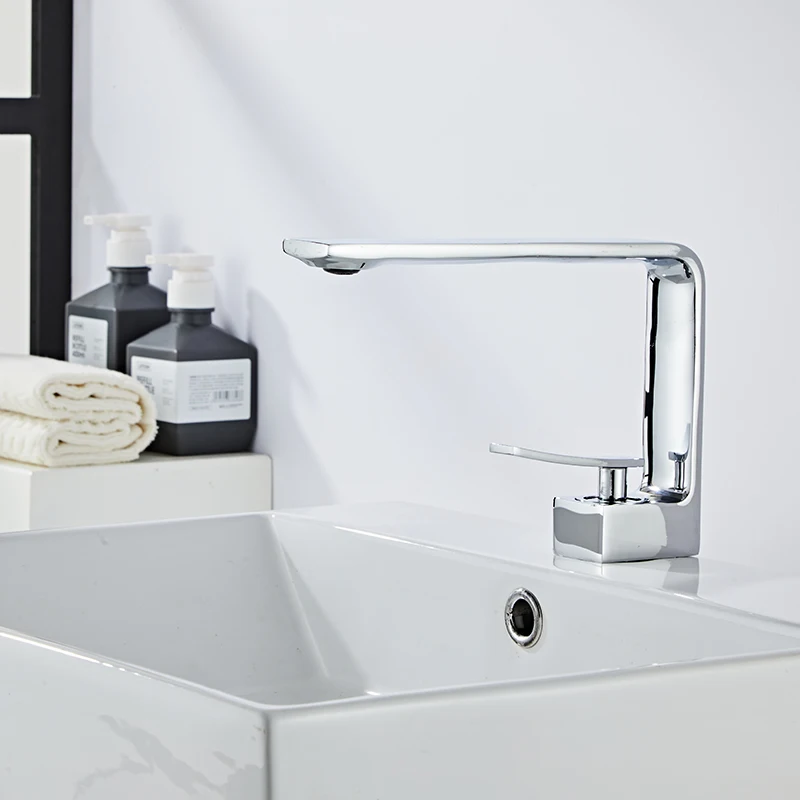 Low lead bathroom polished chrome one handle lavatory sink mixer faucet mixer tap