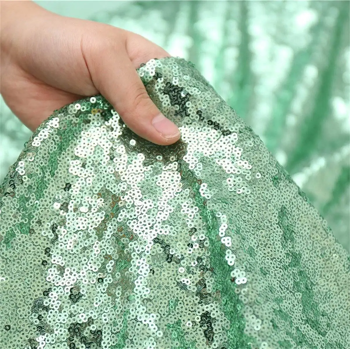High Quality Marriage Wedding Party Event Decoration Stage Shimmer Drape Mint Green Sequin Backdrop Curtain