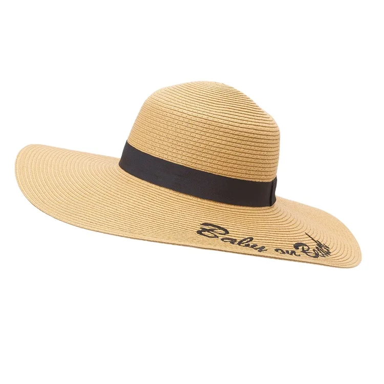 High Quality Paper Wide Brim Floppy Lady Summer Large Straw Hats for Adults