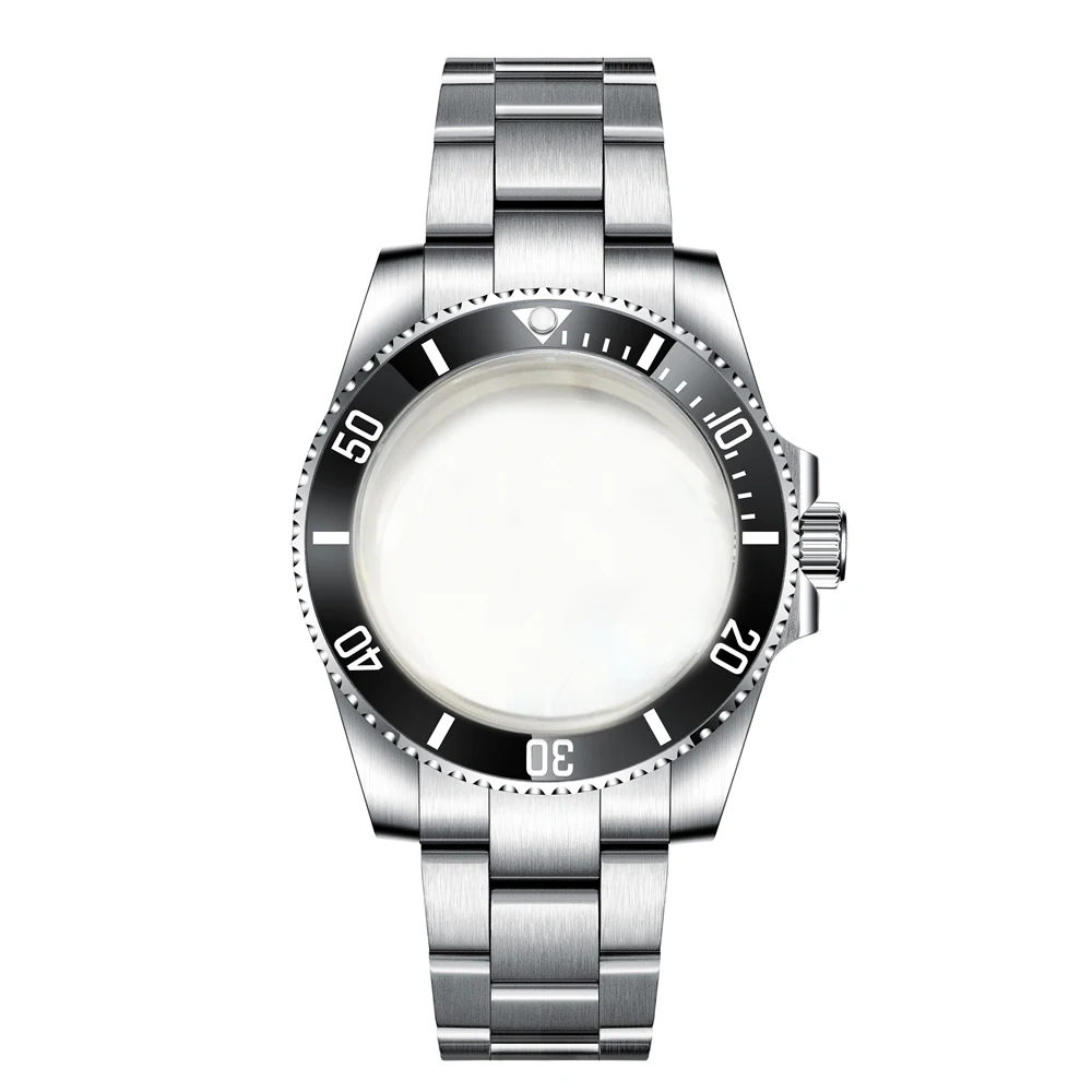 Watches parts Fit  40mm Watch Case ceramics bezel stainless steel strap ETA 2836/2813 miyota 82 series NH35