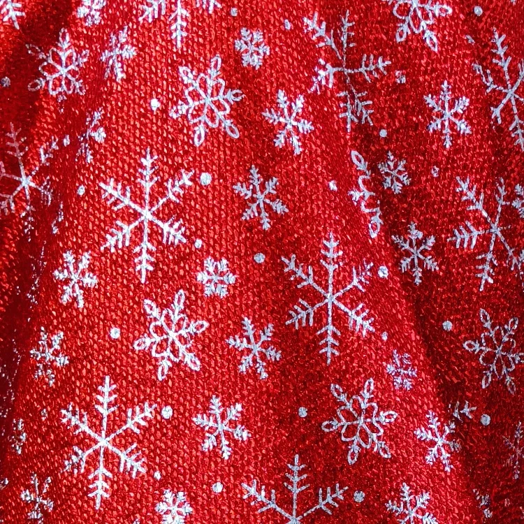 RTS 14 Designs Snowflake Tree Toy Carpet Tablecloth Carnival Decoration Polyester Metallic Knit Lurex Christmas Fabrics