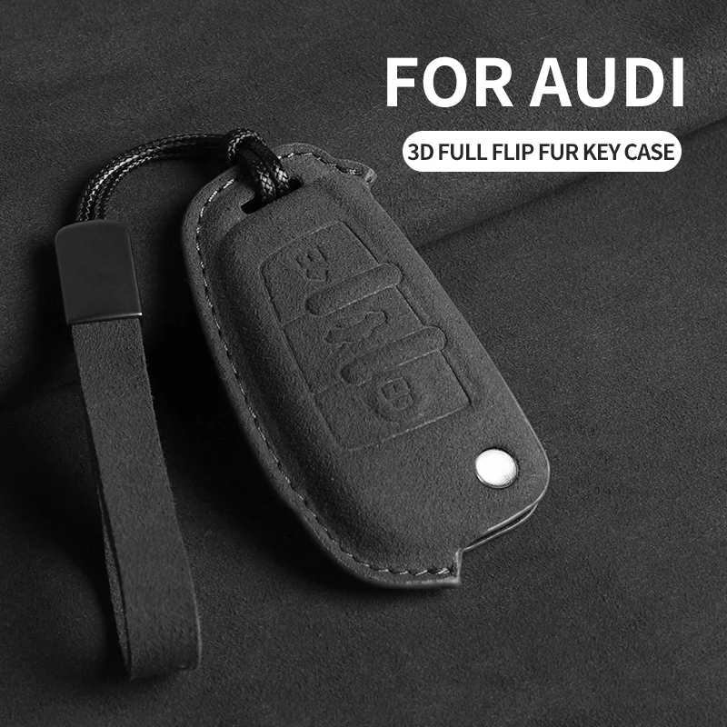 Three Color Options Soft Texture Car Key Cover in Fur Material for Audi