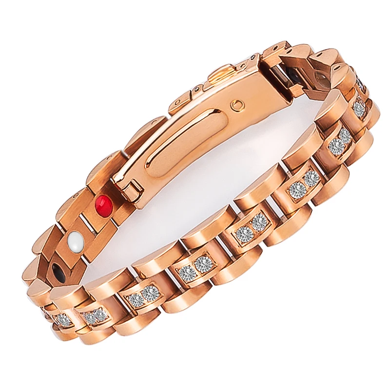 OEM Custom Blood Pressure Magnetic Bracelet With CZ Diamond Luxury Design