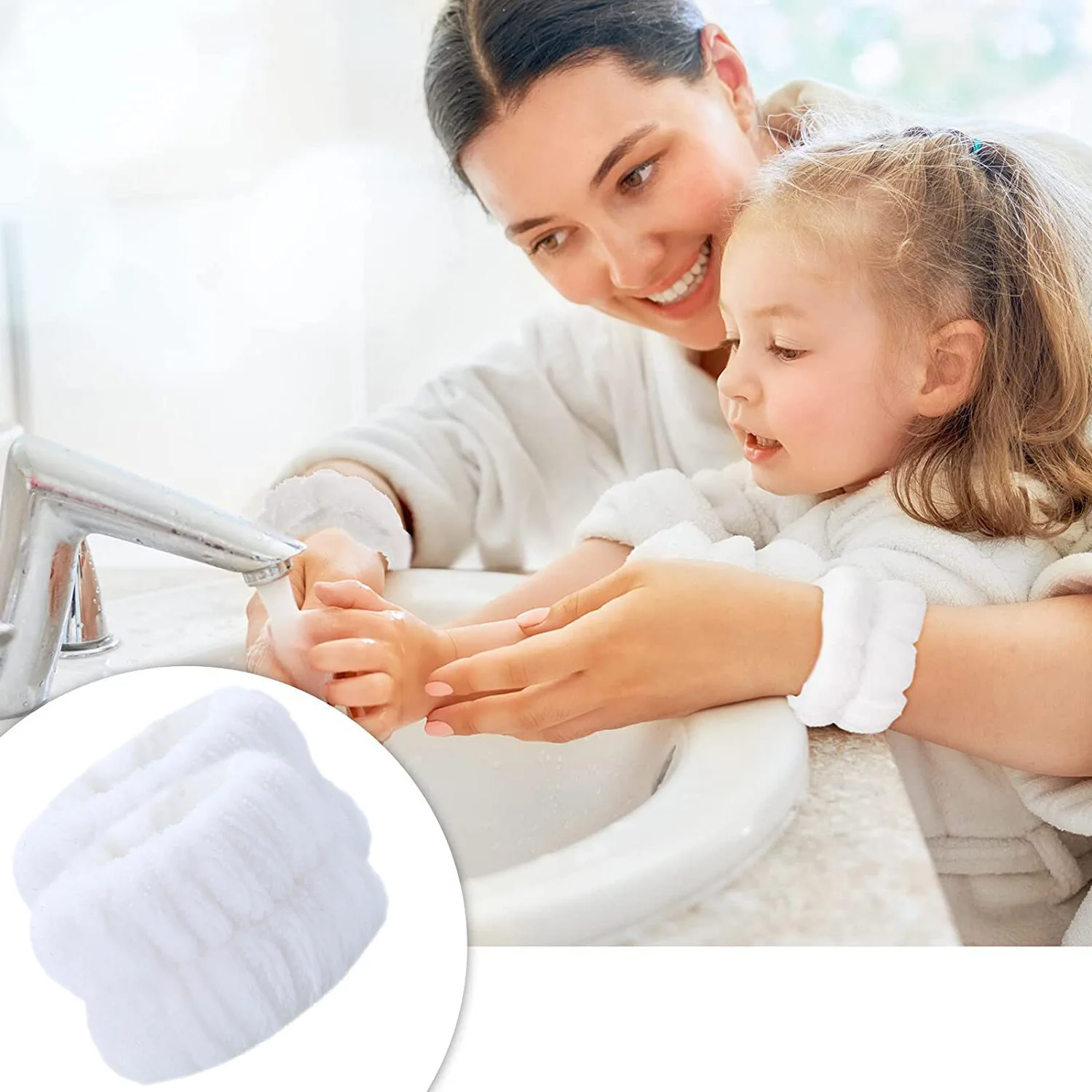 3 Piece Original Spa Headband and Wrist Wash band Face Wash Set Reusable Prevent Liquids From Spilling Down Your Arms