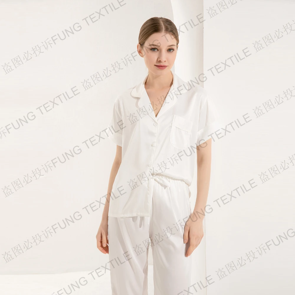 6028 атласная Шелковая пижама с коротким рукавом