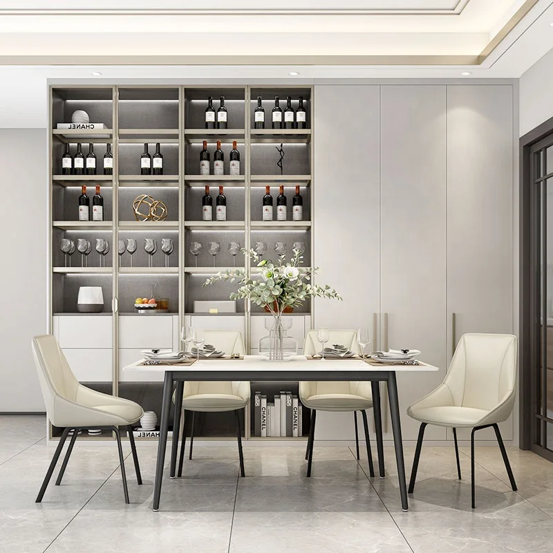 Modern Living Room Led Light Display Cabinet Wooden Wine Red Wine Cabinet