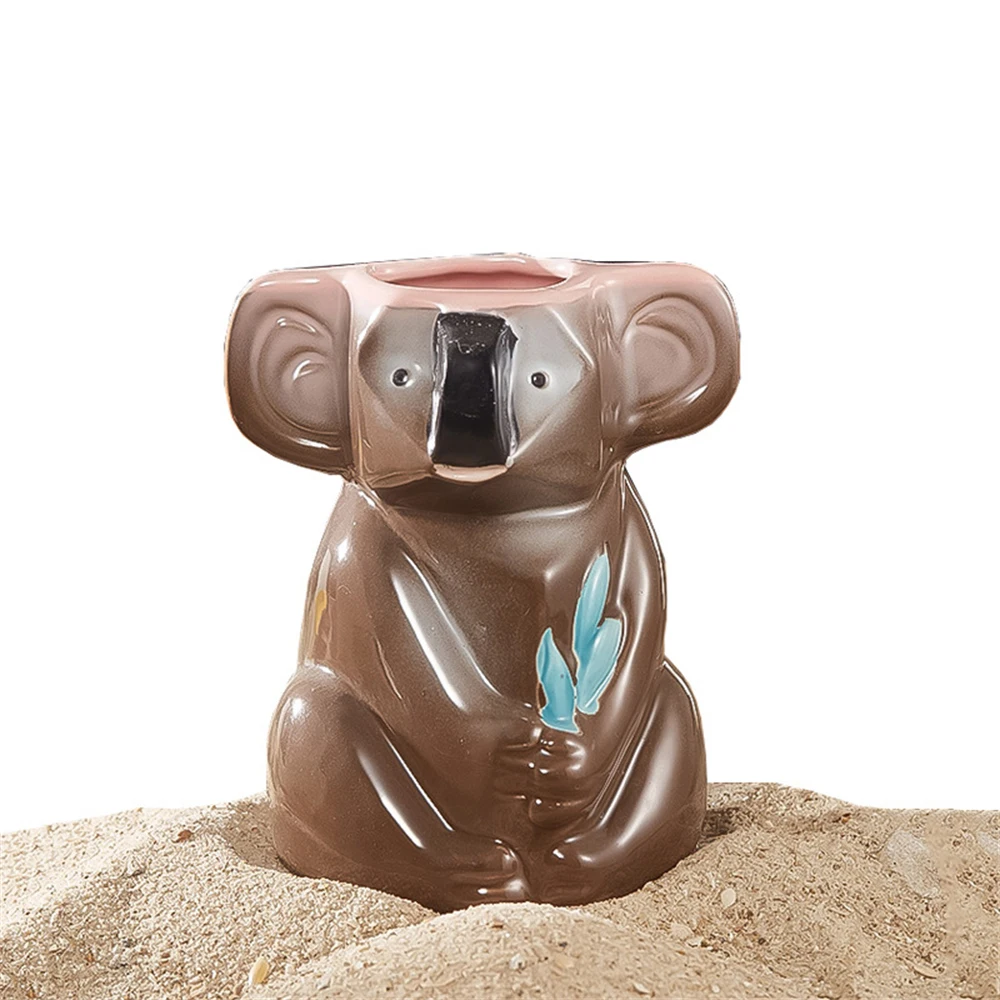 Custom Handcrafted Hawaiian Tropica Cocktail Cup Koala Shaped Kitchen Ceramic Tiki Mugs