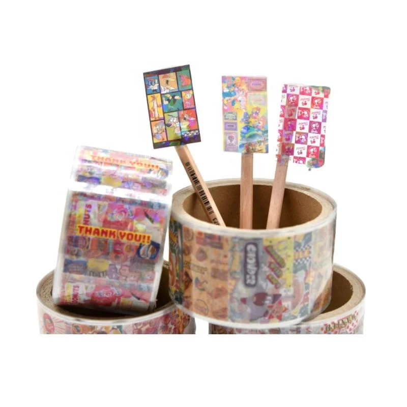 Glass Frpapert Laser Stickers Custom Holographic Adhesive Sticker Label Sticker Rolls Clear Waterproof Customized Packaging CMYK