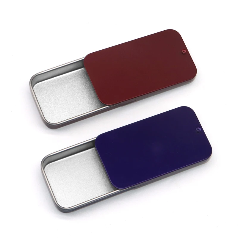 YEM Custom Small Rectangular Slide Top Metal Tin Box Solid Perfume Storage Slide Cover Lid Candy Mint Tin tin pre roll case