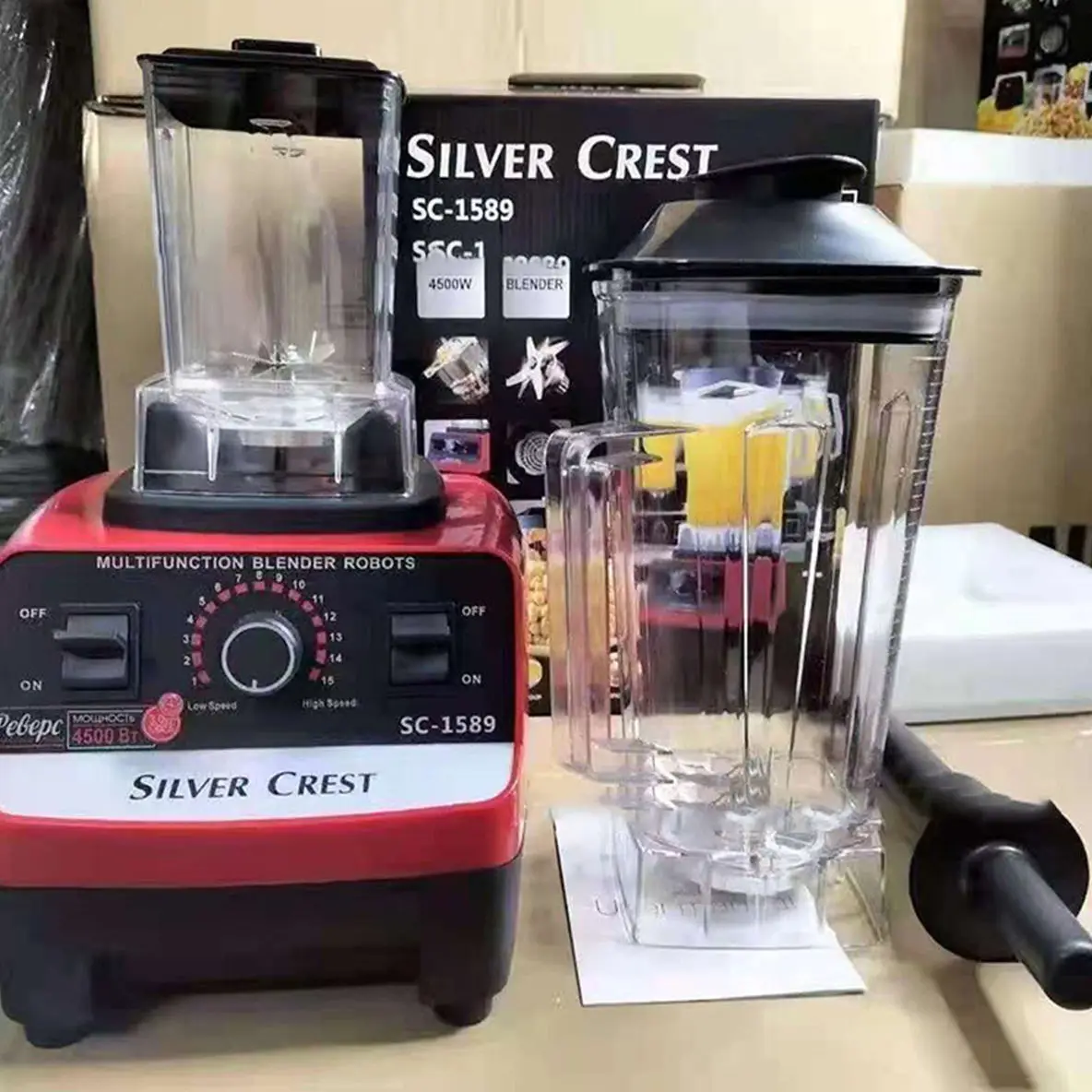 Commercial Use Fruit Juicer Double Two Cup 4500w Silver Crest Blender 2L Simple Operation Food Smoothie and Juicers