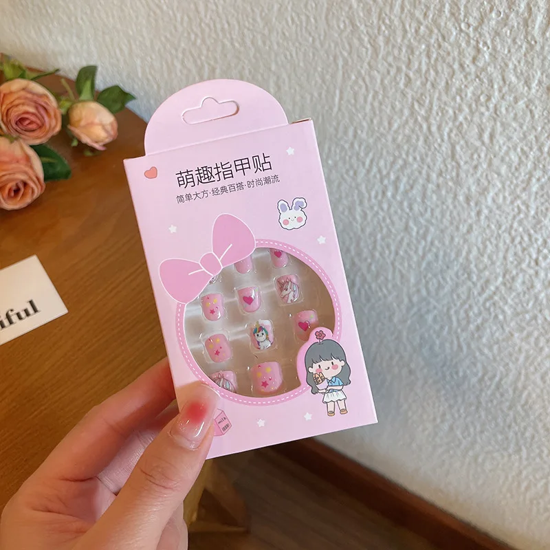 Pink Beautiful Press On Nail Packaging Box Full Cover Long Artificial Nail Wear Nail Packaging Box with Insert Plastic Tray