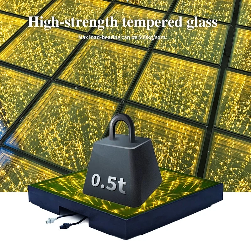 Wholesale price led starlight dance floor tiles sensor 3d glass led dance floor for weddings events