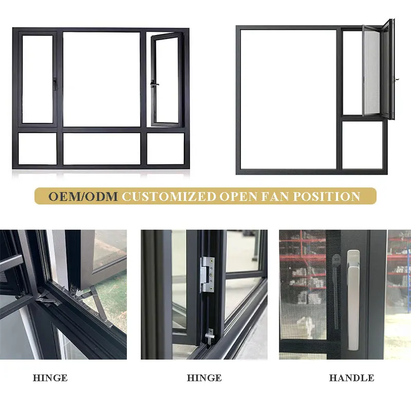 Cheapest Price Sound  High Air Tightness Aluminum Triple Glazed Tilt Turn Pvc Burglar Proof Windows Designs Casement Window