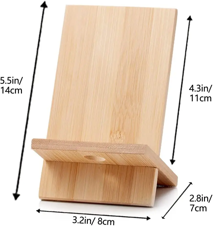 Cell Phone Stand for Desk with Charging Hole, Removable Wooden Phone Holder Tablet Stand Wood Desktop Dock Cradle