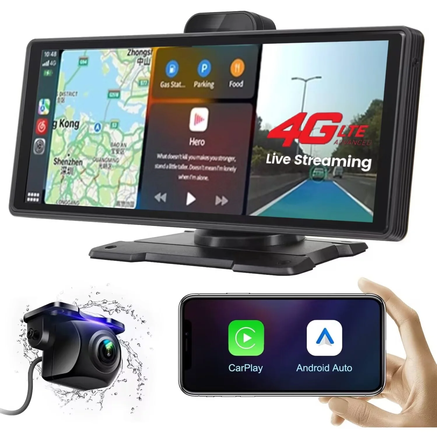 Новая 10 26 дюймов Сенсорная GPS-навигация 4G видеорегистратор Передняя и задняя двойная камера ADAS Carplay & Android Автоматическая потоковая