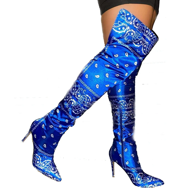 Sexy high platform winter large size women knee high thigh heel boots