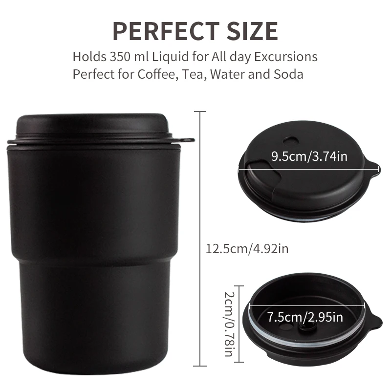 Custom Logo Reusable Coffee Tumbler Cup Black Travel Coffee Mug with Lid