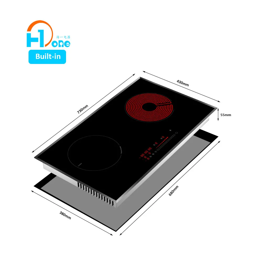 H-one Touch Screen с черным топом панель моста диск алюминиевая катушка 2 зоны встроенный вок индукционная варочная поверхность для металлическая столешница