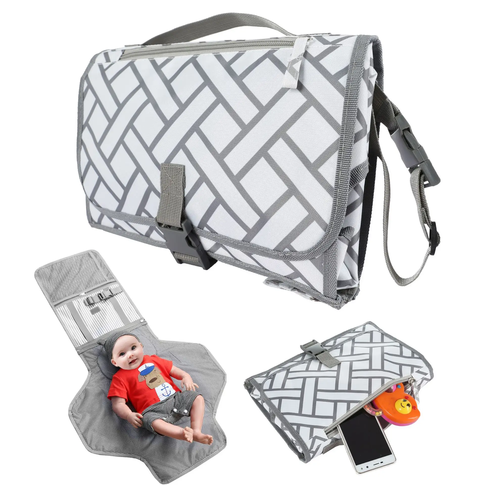 Hot Sale wholesale multi-functional Waterproof Travel portable diaper bag with changing mat for mother Diaper Changing Pad