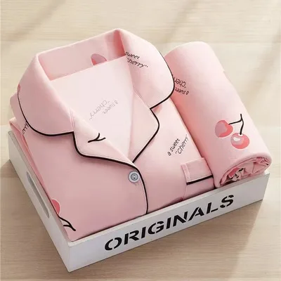 Cheap Women Sleepwear Lapel Milk Silk Fabric Turn-down-neck Loungwear Pajamas Cartoon Long Sleeve Trousers 2Pcs Sets Pjs