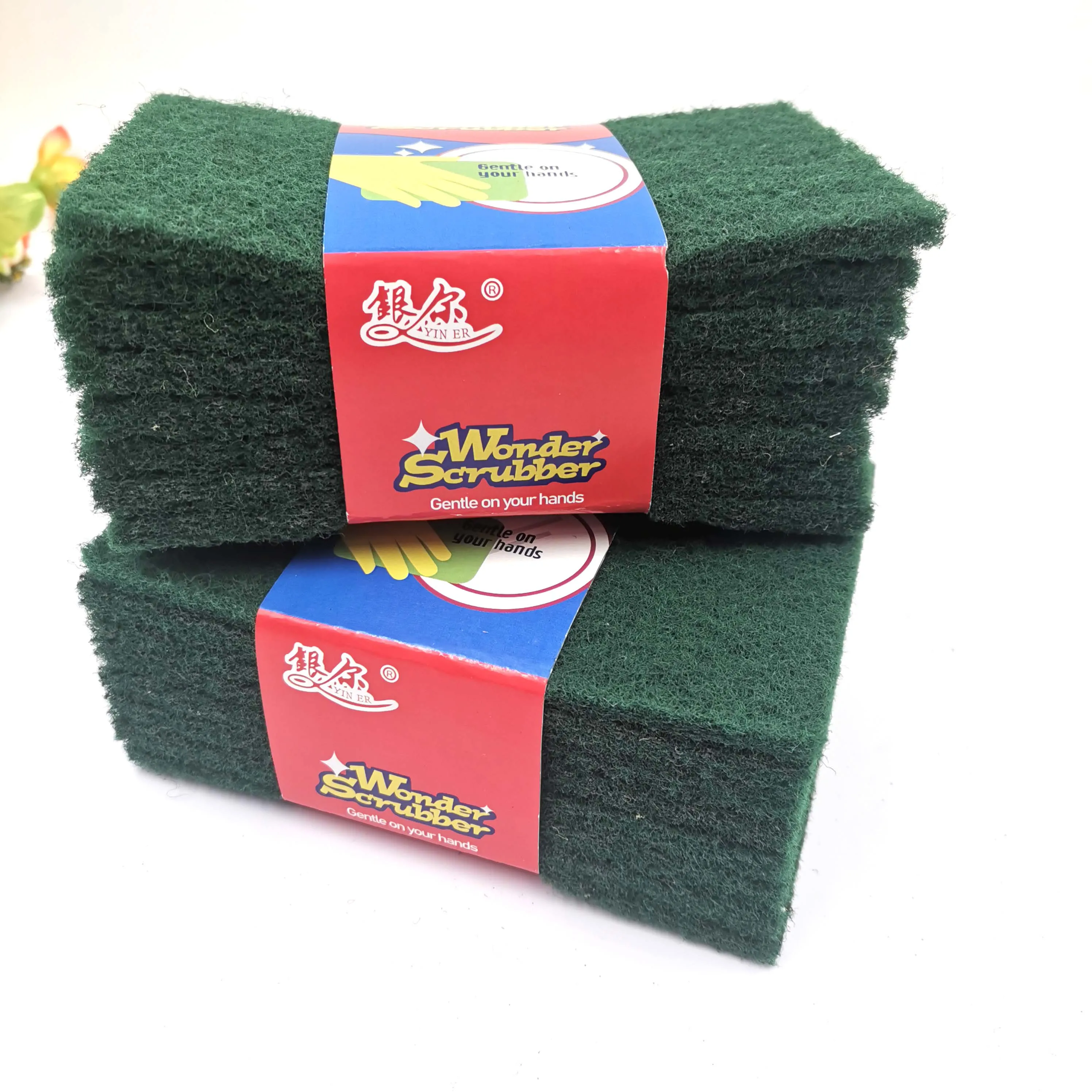  Sponge Scouring Pad Kitchen Factory Direct Supply Green 15*10*0.5 200 Sets YINER