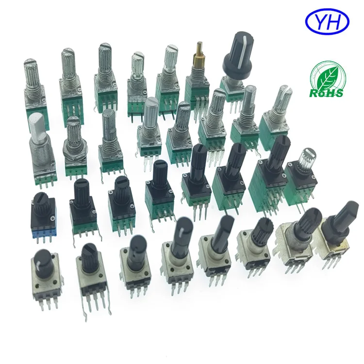 YUWAH Hot sales 9mm amplifier 10k 20k 50k 100k linear rotary stereo dual potentiometer alps RK097 alpha RD0902F Bourns PTD902