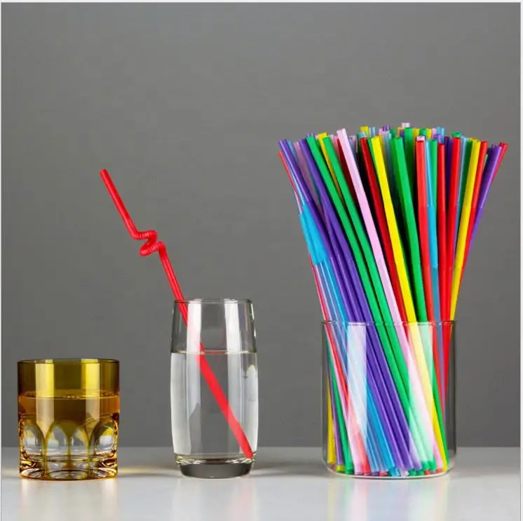 Disposable Colored Straws Plastic Straws DIY Art Bending Drinking Straw