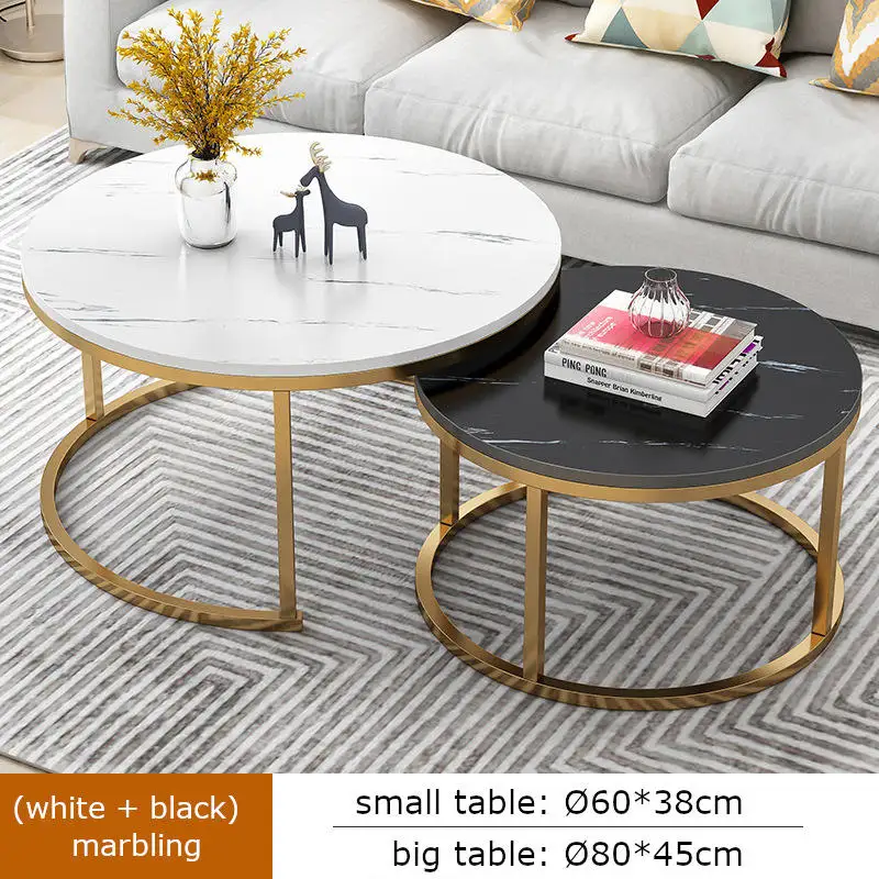 Rock plate tea table TV cabinet modern simple light luxury fashion combination set small apartment  bedroom home tea table
