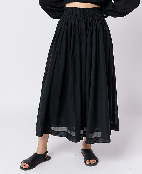 Wholesale Custom High Quality Linen Cotton Solid Skirts Fashion Classic Oversized Women Loose Long Ladies Skirt