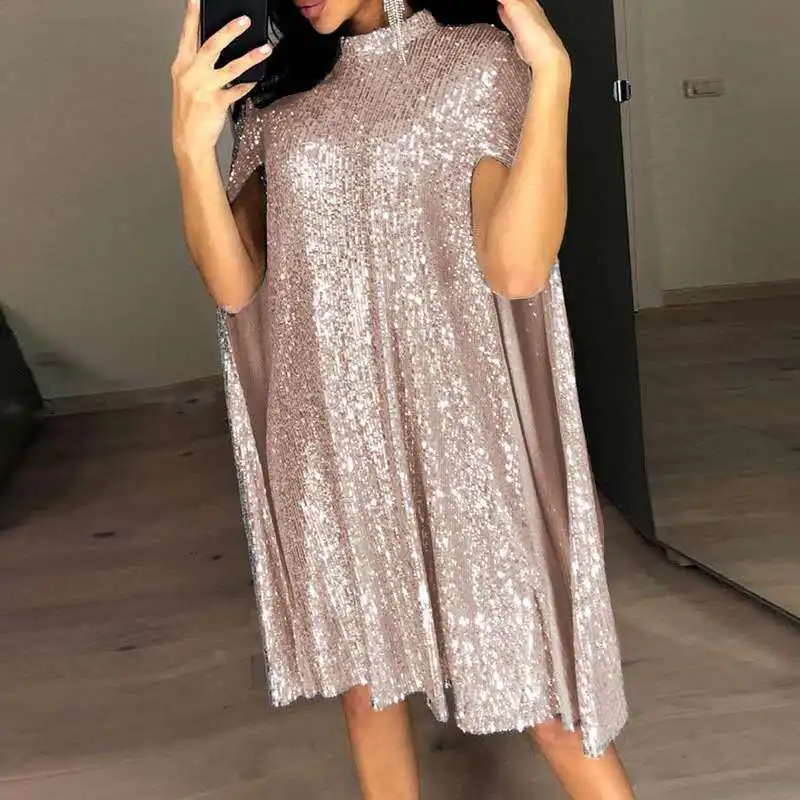 2024 New Plus Size Elegant Sequin Embellished Dresses Short Bling Evening Party Dress for Women Bridesmaid Wedding Party Dress
