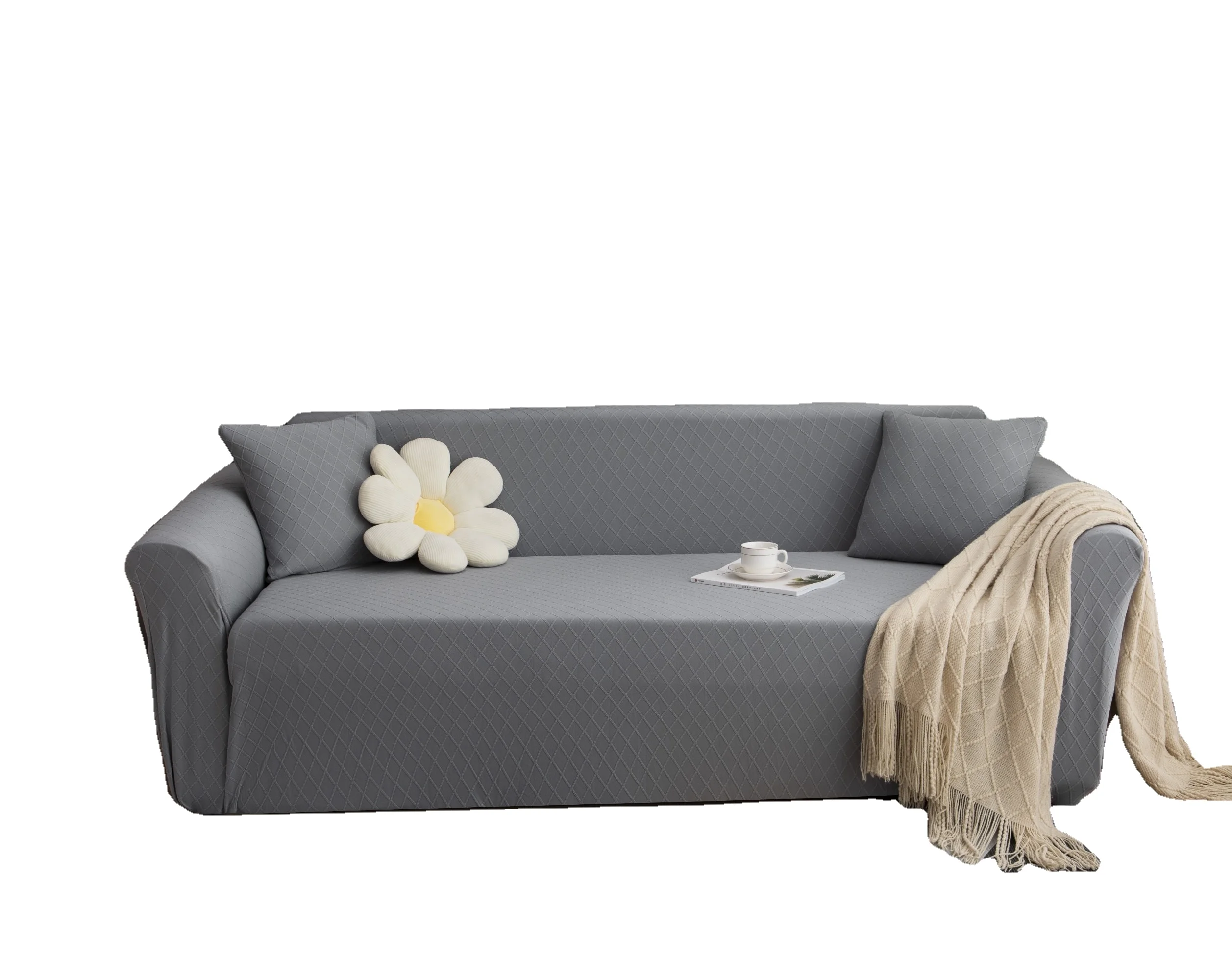 Waffle Jacquard Elastic Stretch Breathable Protective Easy Fitted Couch Sofa Covers Homey Slipcovers