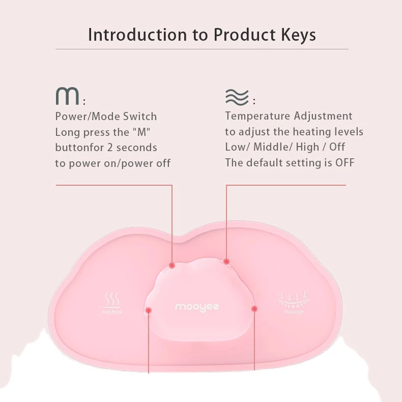 Hot Sale Period Care Mooyee H2 wireless portable rechargeable menstrual heating massage pad pain relief for period cramp