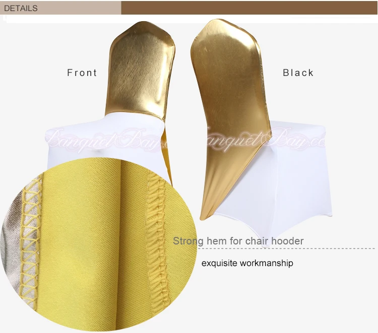 
Bright Golden Metallic Half Chair Cover one leg Chair Bands for Wedding Event Party Decoration 