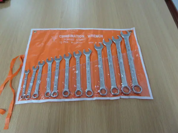 14pcs cheap chrome plated raised panel combination spanner set